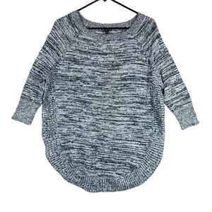 Express Womens Sweater Black Gray 3/4 Sleeve Knit Wool Mohair Blend Tunic Small